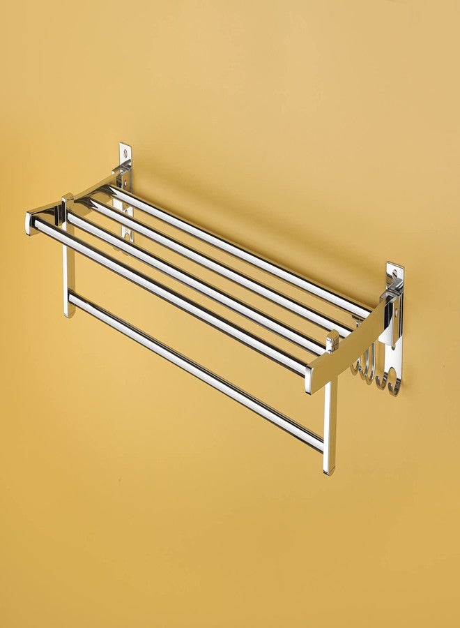 iSTAR Fully Stainless Steel Folding Towel Rack/Towel Stand/Towel Hanger/Bathroom Accessories (24 Inch, Silver) - Image 4